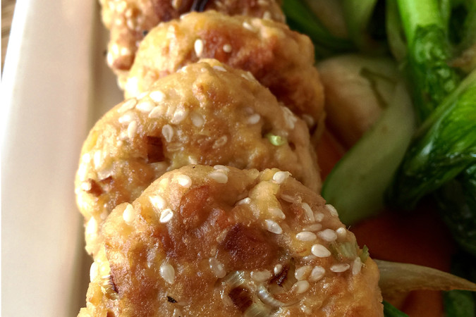 Tempeh Nuggets with Tamari Tomato Sauce, Bok Choy & Brown Rice